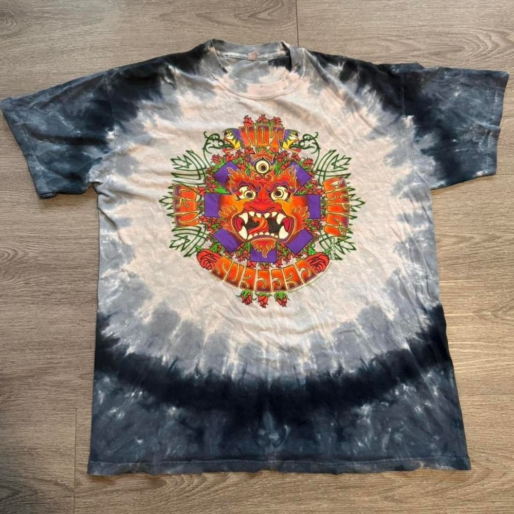 Red Hot Chili Peppers RHCP 2017 Tie-Dye Shirt Large Burst Dante's Mask Graphic